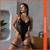 Seductive Mesh Backless Lingerie Set with Leg Ring